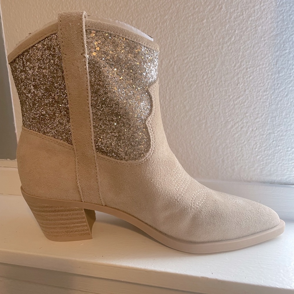 Brown and glitter booties